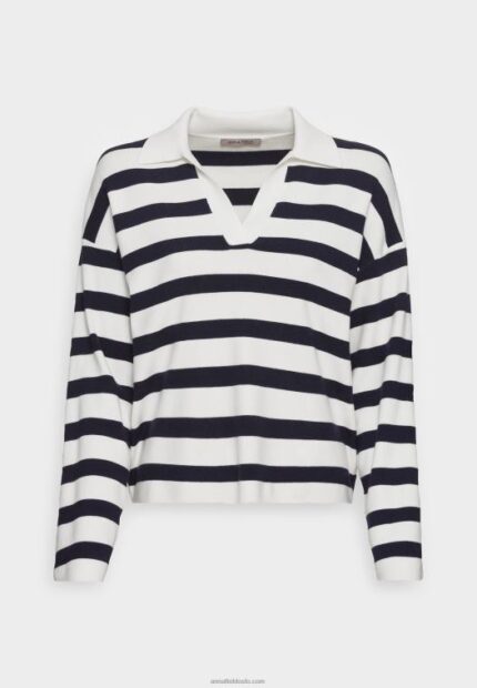 Anna Field kvinner genser off-white/mørkeblå P266L851