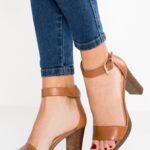 Anna Field kvinner høyhælte skinnsandaler cognac P266L1549