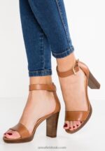 Anna Field kvinner høyhælte skinnsandaler cognac P266L1549