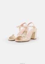 Anna Field kvinner høyhælte skinnsandaler gull P266L1397 - Bilde 3