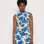 Anna Field kvinner jersey kjole off white/blå P266L166