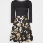Anna Field kvinner jersey kjole svart gull P266L186