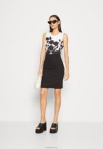 Anna Field kvinner jersey kjole svart/hvit P266L106 - Bilde 2