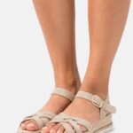 Anna Field kvinner kilesandaler i skinn beige P266L1485
