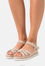 Anna Field kvinner kilesandaler i skinn beige P266L1485