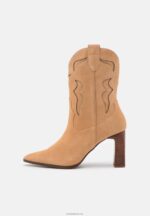 Anna Field kvinner lær cowboy/biker ankel støvlett beige P266L2052 - Bilde 2