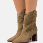 Anna Field kvinner lær cowboy/biker ankelstøvel khaki P266L2051