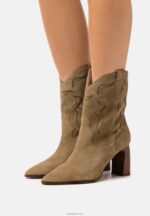 Anna Field kvinner lær cowboy/biker ankelstøvel khaki P266L2051