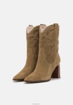 Anna Field kvinner lær cowboy/biker ankelstøvel khaki P266L2051 - Bilde 3