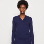 Anna Field kvinner langermet topp mørkeblå P266L577