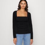 Anna Field kvinner langermet topp svart P266L568