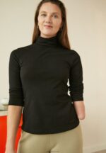 Anna Field kvinner langermet topp svart P266L579