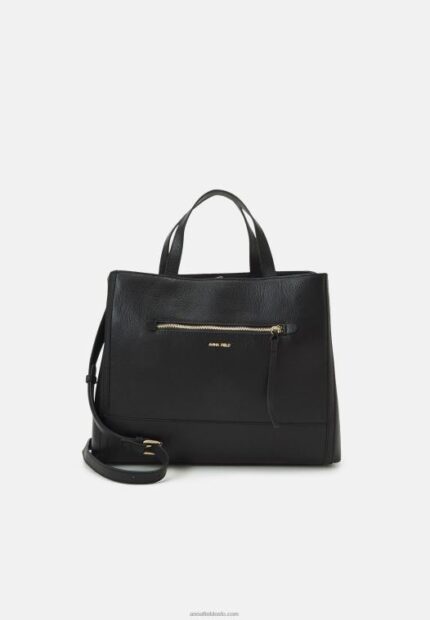 Anna Field kvinner laptopveske i skinn svart P266L2587
