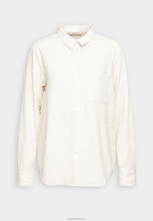 Anna Field kvinner lin-mix button down bluse button down bluse beige P266L680 - Bilde 4