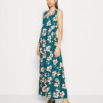 Anna Field kvinner maxi kjole mørkegrønn/rosa P266L224