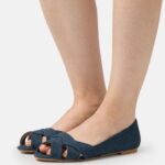 Anna Field kvinner peeptoe ballet pumps blå P266L2120