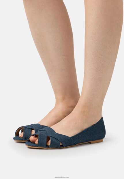 Anna Field kvinner peeptoe ballet pumps blå P266L2120