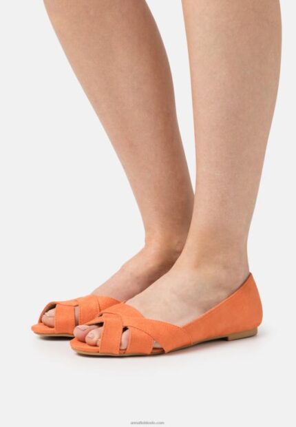 Anna Field kvinner peeptoe ballett pumps oransje P266L2153