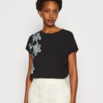 Anna Field kvinner print t-skjorte svart P266L331