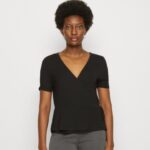 Anna Field kvinner print t-skjorte svart P266L361
