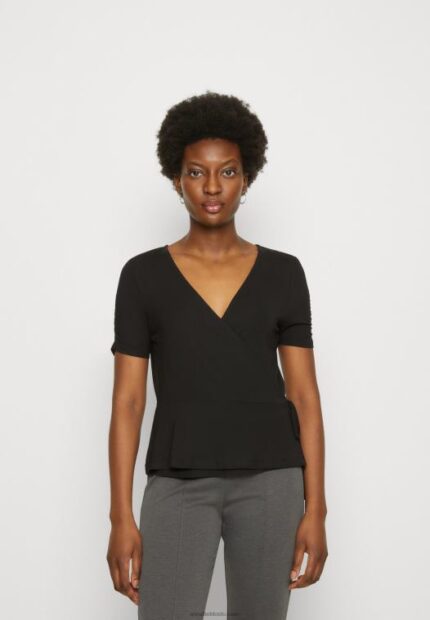 Anna Field kvinner print t-skjorte svart P266L361