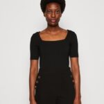 Anna Field kvinner print t-skjorte svart P266L375
