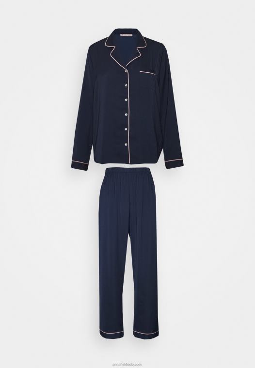 anna_field_kvinner_pyjamassett_morkeblatt_p266l1074.jpg Anna Field kvinner pyjamassett mørkeblått P266L1074 - Bilde 1