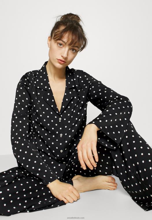 Anna Field kvinner pyjamassett sort/off-white P266L1062 - Bilde 4