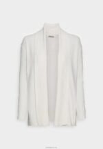 Anna Field kvinner ribbestrikket cardigan med krage off white P266L827