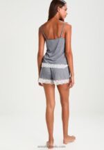 Anna Field kvinner sett pyjamassett off-white/mørkeblått P266L1060 - Bilde 3