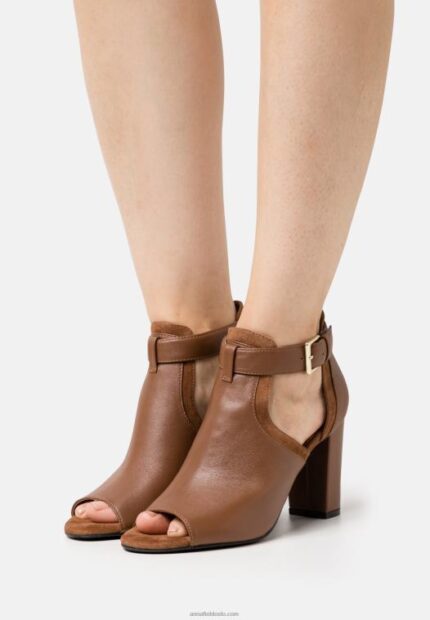 Anna Field kvinner skinn ankelmansjett sandaler cognac P266L1333