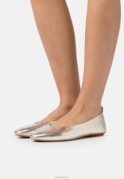 Anna Field kvinner skinn ballett pumps gull P266L2108