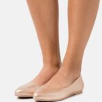 Anna Field kvinner skinn ballett pumps rosa gull farget P266L2110