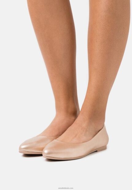 Anna Field kvinner skinn ballett pumps rosa gull farget P266L2110