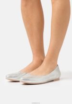 Anna Field kvinner skinn ballett pumps sølv P266L2143