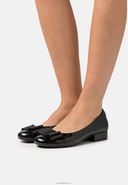 Anna Field kvinner skinn ballett pumps svart P266L2112