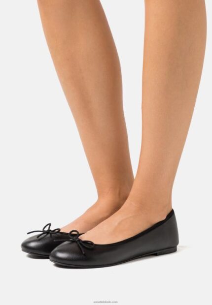 Anna Field kvinner skinn ballett pumps svart P266L2113