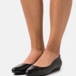 Anna Field kvinner skinn ballett pumps svart P266L2119