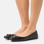 Anna Field kvinner skinn ballett pumps svart P266L2145