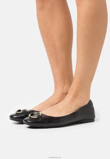 Anna Field kvinner skinn ballett pumps svart P266L2145