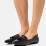 Anna Field kvinner skinn ballett pumps svart P266L2151
