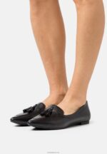 Anna Field kvinner skinn ballett pumps svart P266L2151