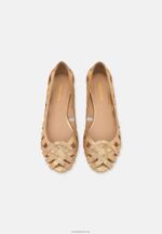 Anna Field kvinner skinn peeptoe ballet pumps gull P266L2131 - Bilde 8