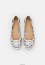 Anna Field kvinner skinn peeptoe ballet pumps sølv P266L2142 - Bilde 6