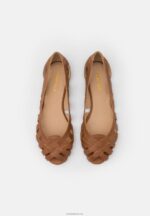Anna Field kvinner skinn peeptoe ballett pumps cognac P266L2125 - Bilde 6