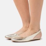 Anna Field kvinner skinn slingback ballet pumps gull P266L2182