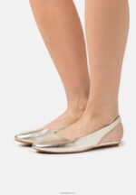 Anna Field kvinner skinn slingback ballet pumps gull P266L2182