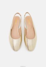 Anna Field kvinner skinn slingback ballet pumps gull P266L2182 - Bilde 6