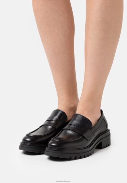 Anna Field kvinner skinn slip-ons svart P266L1817