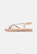 Anna Field kvinner skinn t-bar sandaler gull P266L1522 - Bilde 2